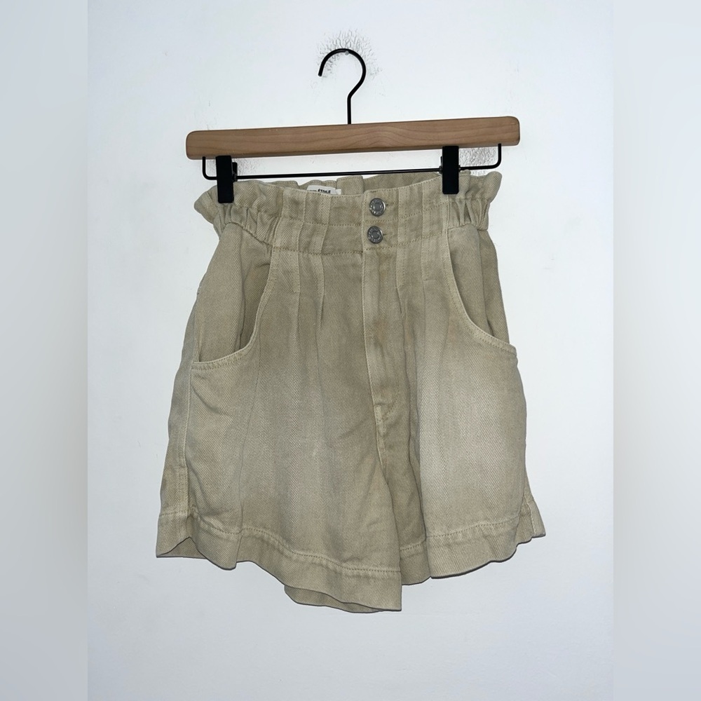 Isabel Marant High-Waist Pleated Cream Shorts - Picture 9 of 15